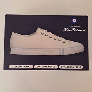 Ben Sherman Canvas Sneaker 10 White Excellent Memory Foam Low Top 1166-588-B30